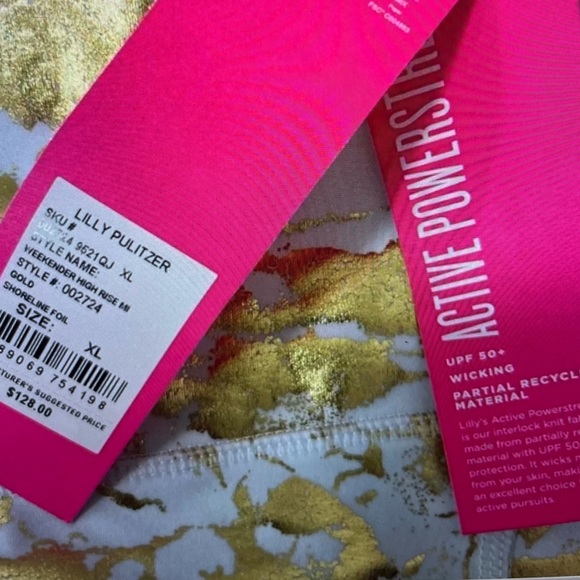 Lilly Pulitzer NWT weekender high rise, leggings, gold foil Luxletic Size XL - Picture 6 of 6